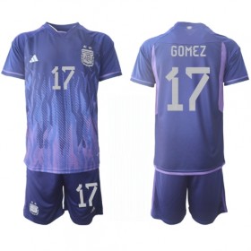 Virallinen pelipaita Argentiina Alejandro Gomez 17 Vieras World Cup 2022 Lyhythihainen - Lasten ( + Lyhyet housut )